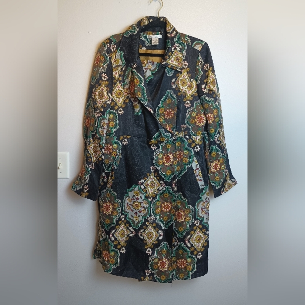 Linen Silk Long Coat Jacket Size 14